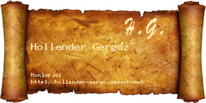 Hollender Gergő névjegykártya